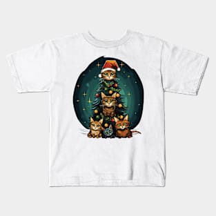 Cat Christmas Tree Kids T-Shirt